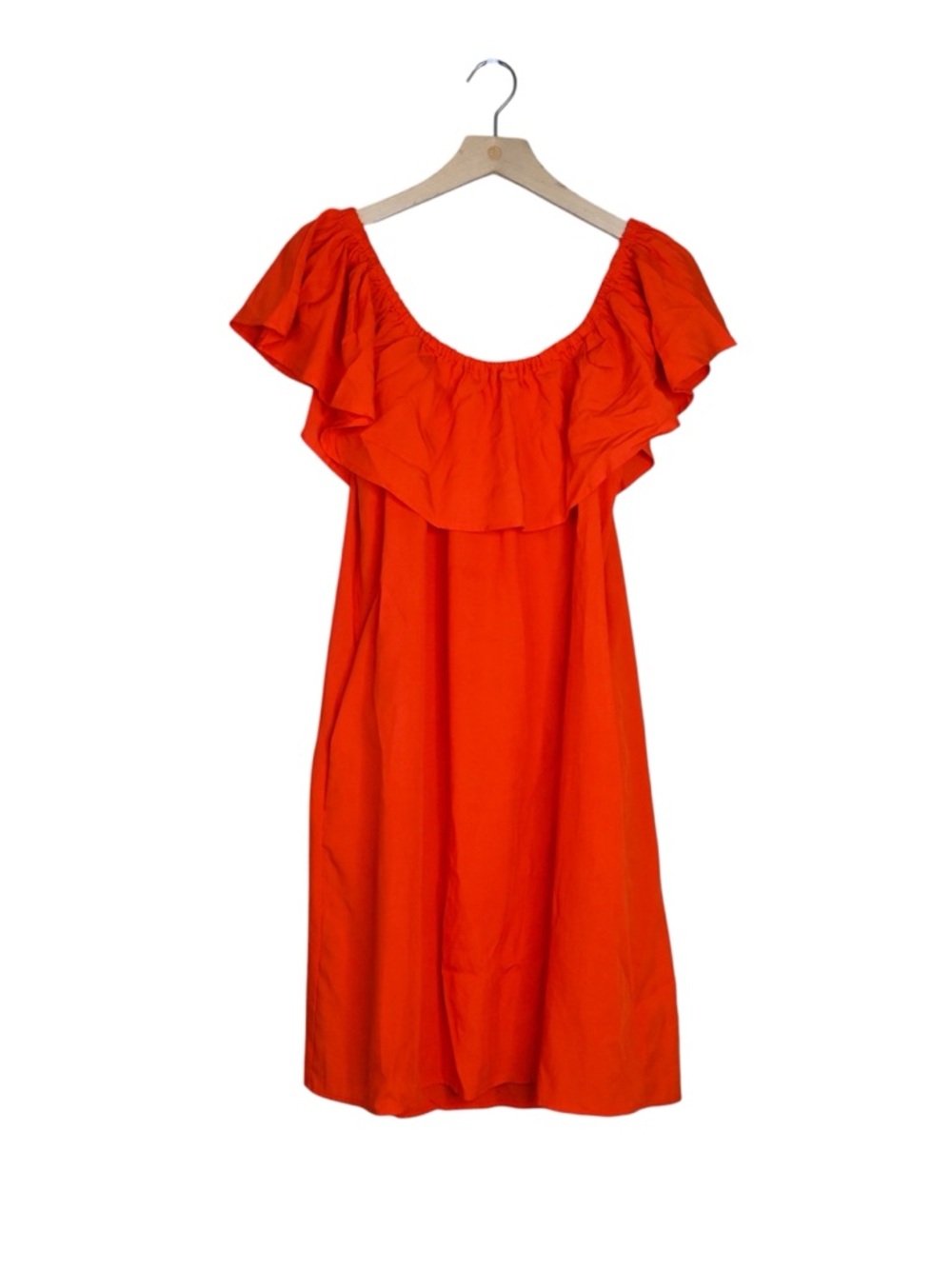 Catherine Malandrino Orange Off-Shoulder Ruffle Mini Dress